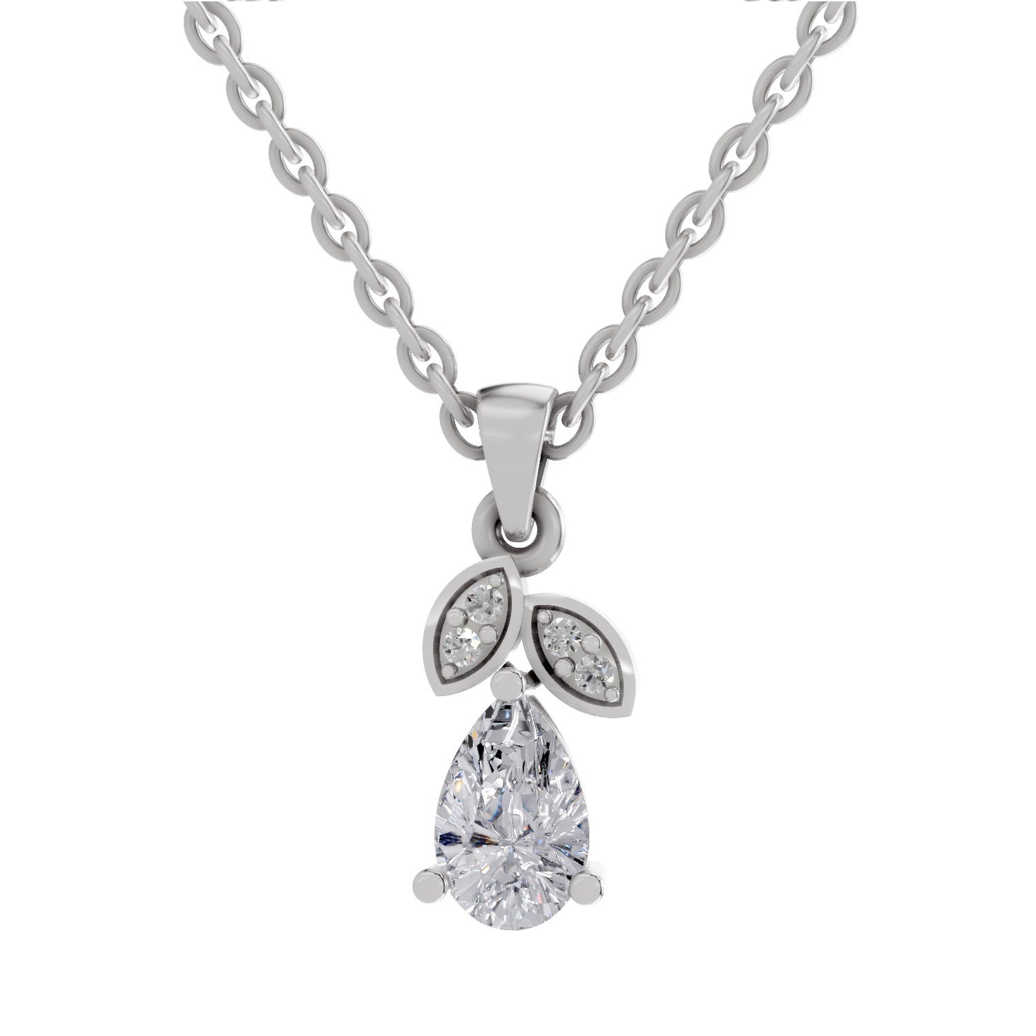 0.84 ct Pear Shape Solitaire Diamond Pendant in 14K