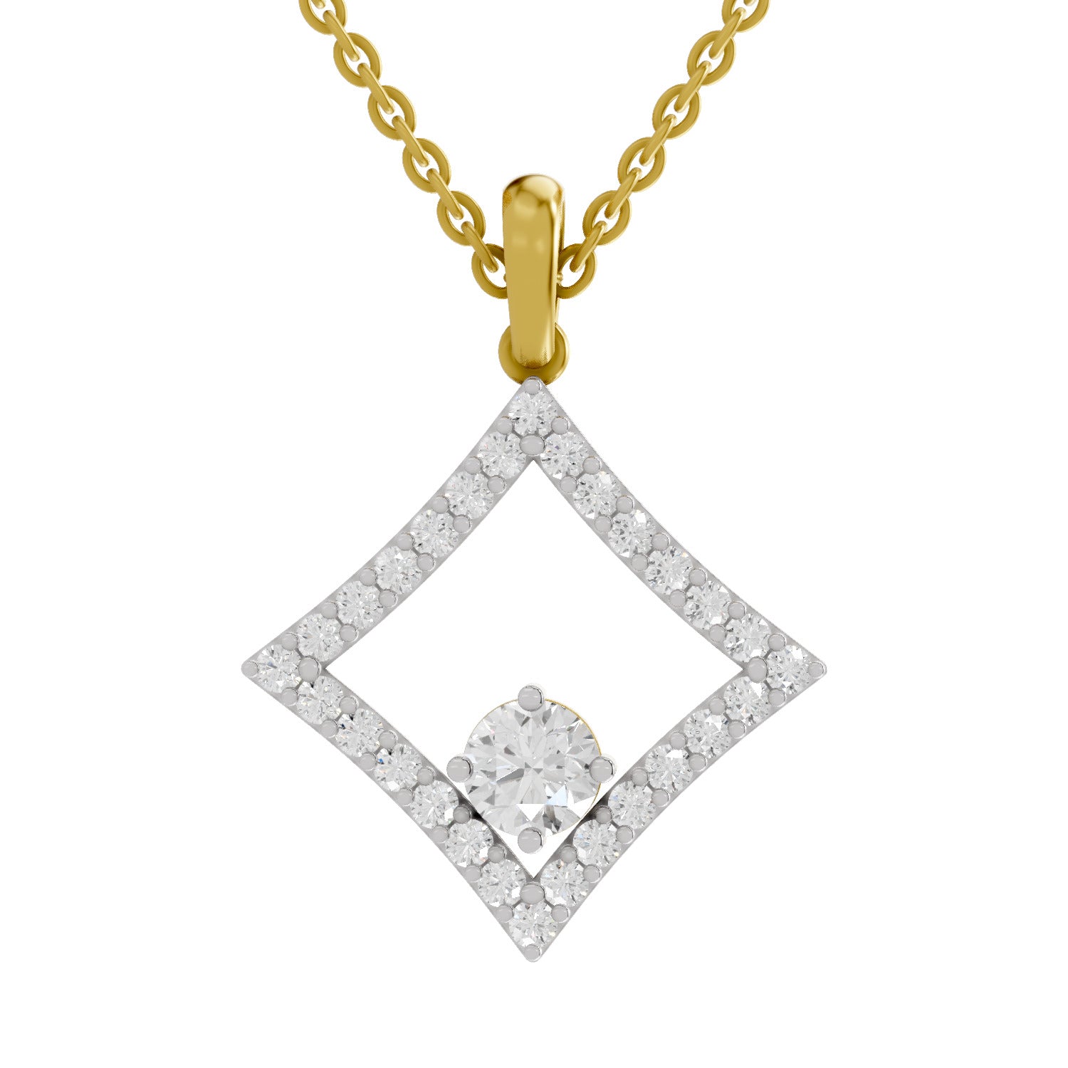 1.31 Round Shape | 925 Sterling Silver Gold Plated Halo Pendant