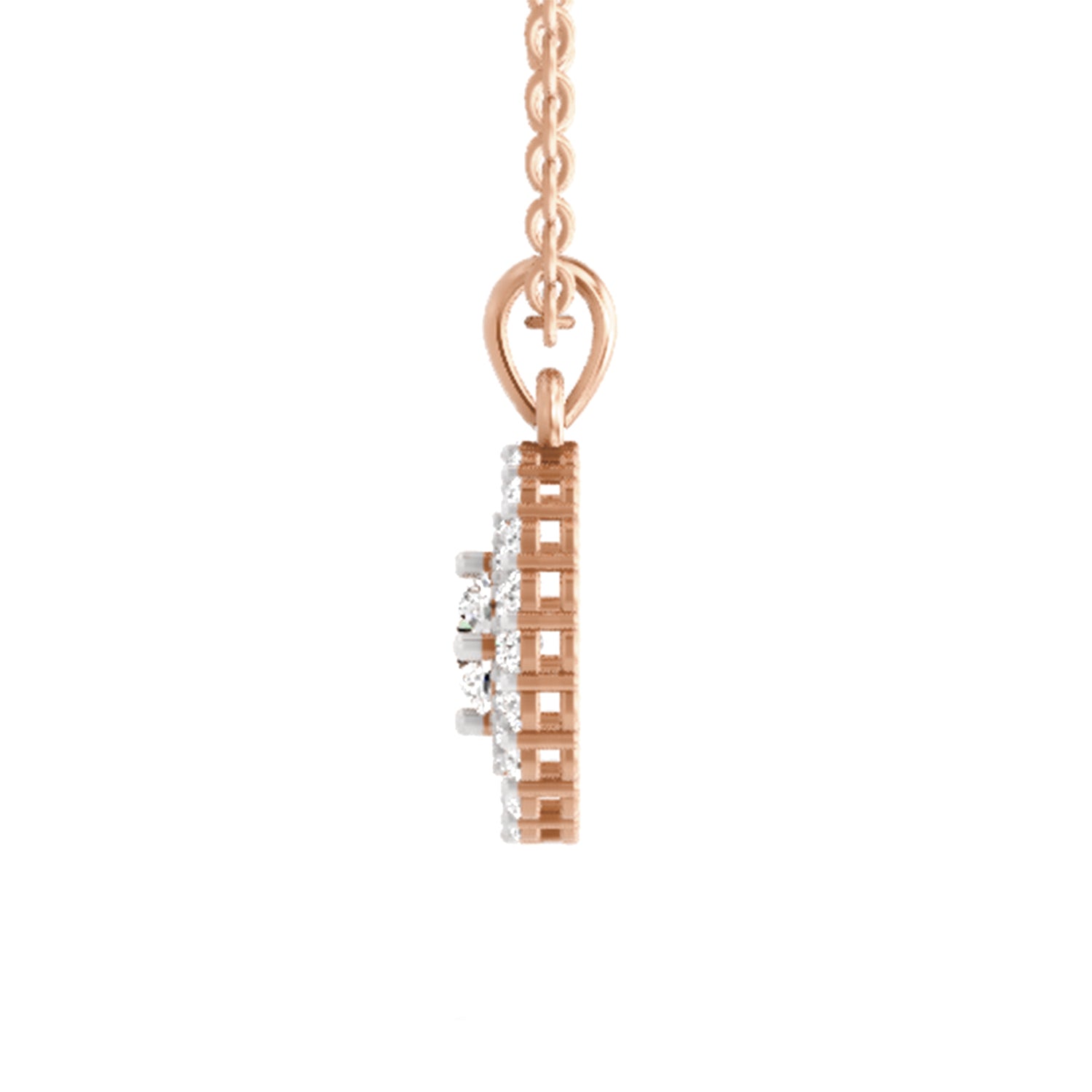 1.30 ct Round Shape Double Halo Diamond Pendant | 14K Rose Gold