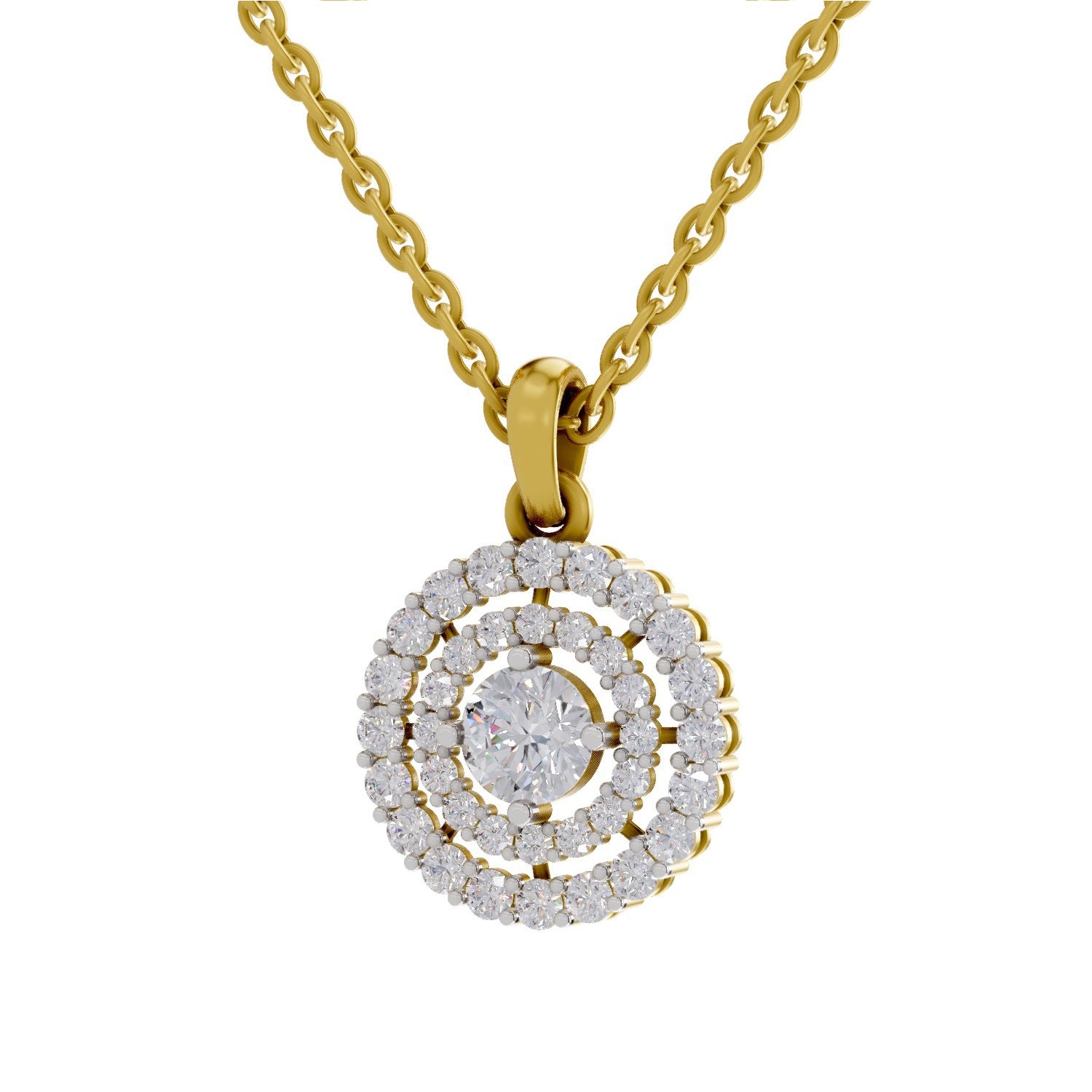 1.3 Ct Round Shape Diamond | 925 Sterling Silver Gold Plated Halo Pendant