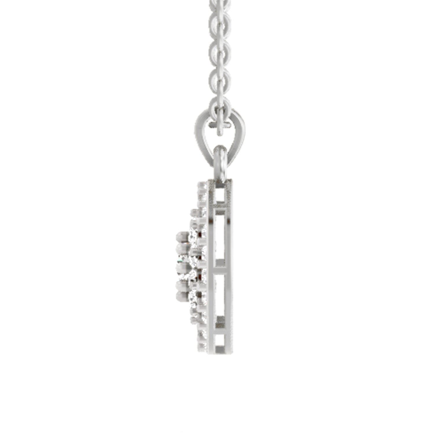 0.87 ct Round Shape Starburst Halo Diamond Pendant | 14K White Gold
