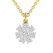 1.62 ct Round Shape Diamond Cluster Flower Pendant | 14K Yellow Gold