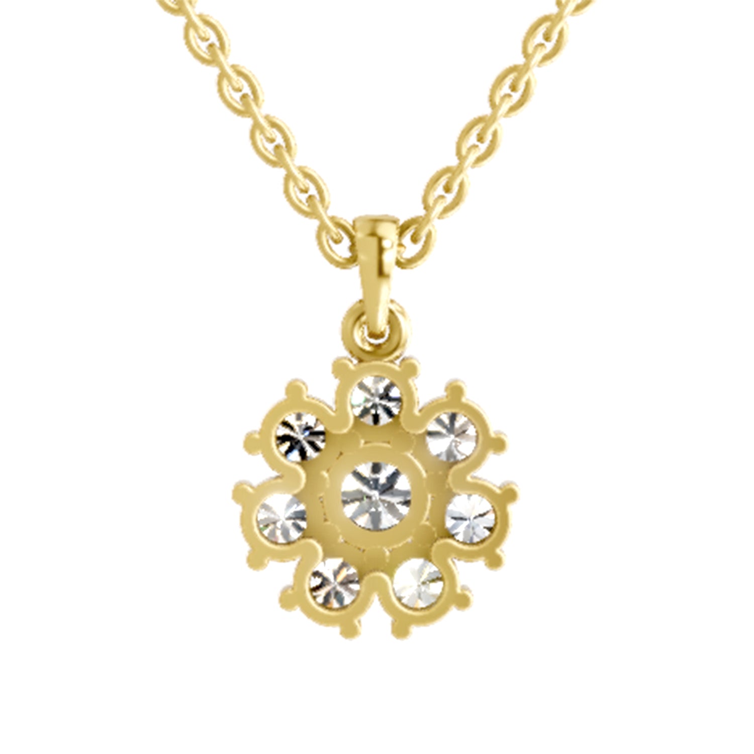 1.62 ct Round Shape Diamond Cluster Flower Pendant | 14K Yellow Gold
