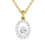 1.38 ct Oval Shape Halo Diamond Pendant | 14K Yellow Gold