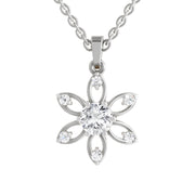 1 ct Round Shape Floral Solitaire Diamond Pendant | 14K White Gold