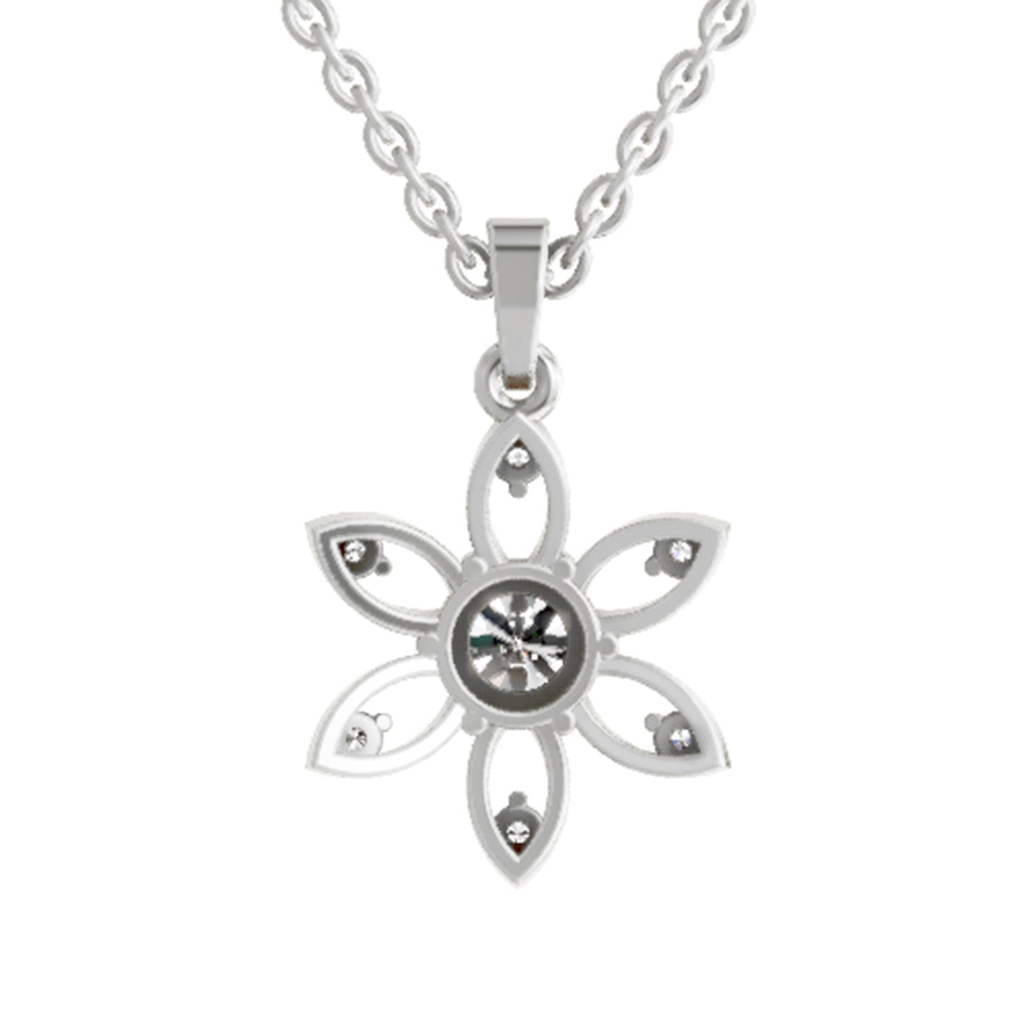 1 ct Round Shape Floral Solitaire Diamond Pendant | 14K White Gold
