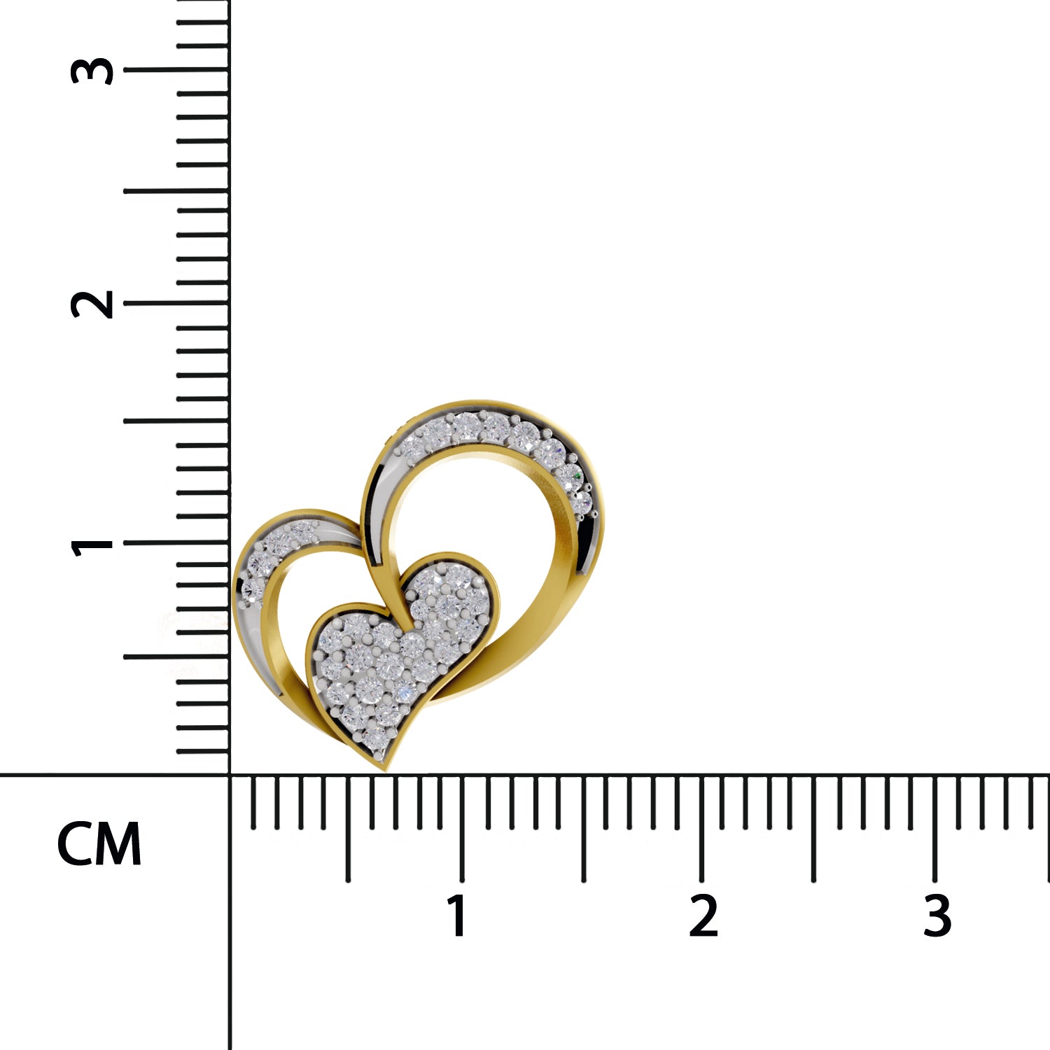 0.22 Round Shape | 925 Sterling Silver Gold Plated Twilight Hearts Pendant