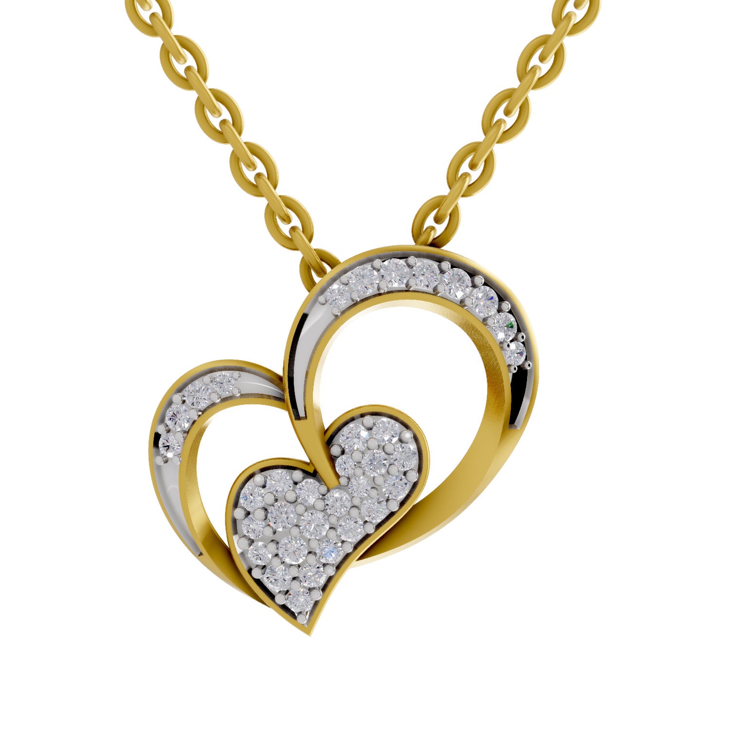 0.22 Round Shape | 925 Sterling Silver Gold Plated Twilight Hearts Pendant