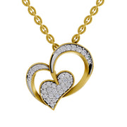 0.22 Round Shape | 925 Sterling Silver Gold Plated Twilight Hearts Pendant