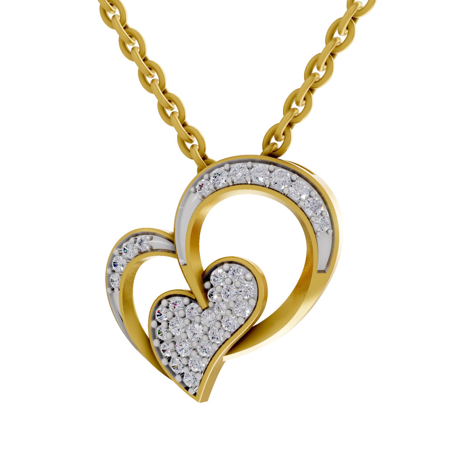 0.22 Round Shape | 925 Sterling Silver Gold Plated Twilight Hearts Pendant