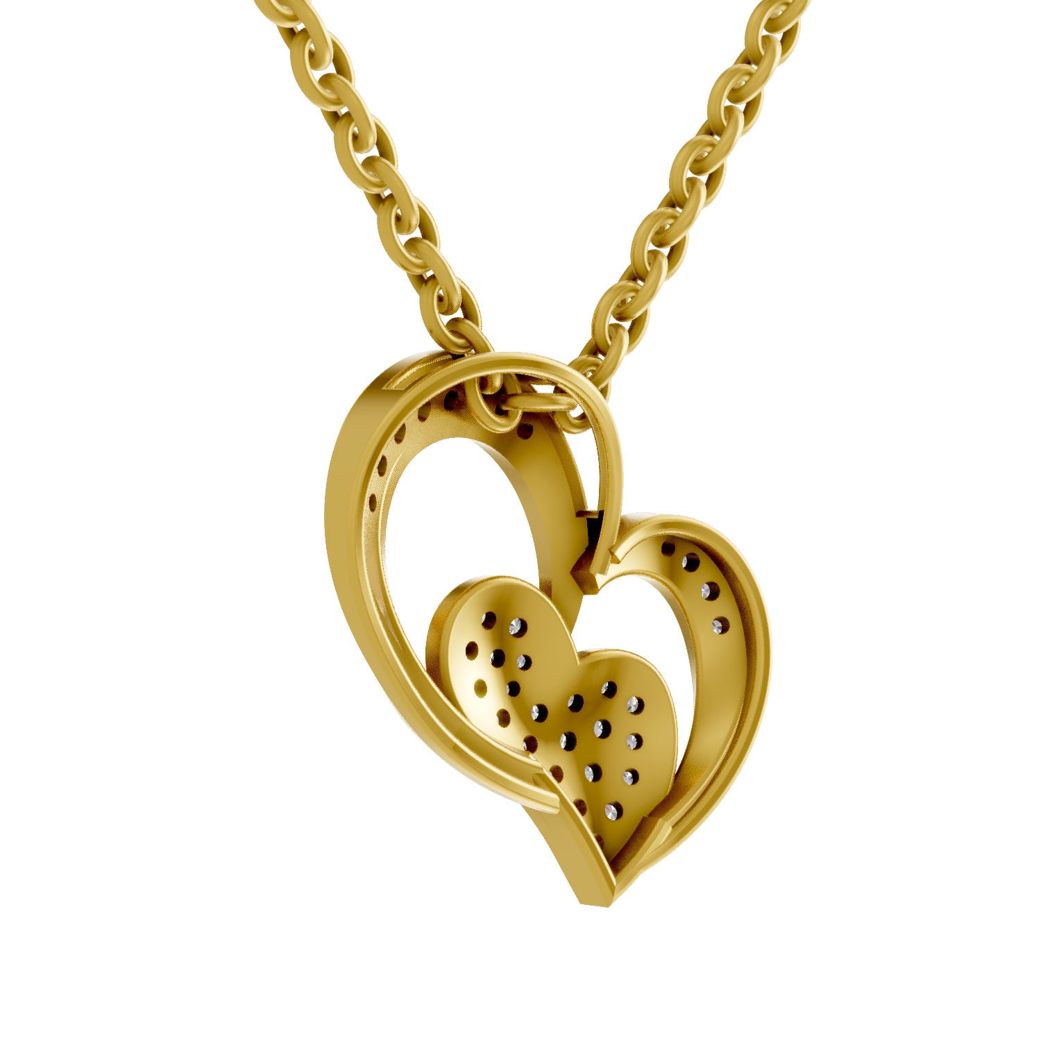 0.22 Round Shape | 925 Sterling Silver Gold Plated Twilight Hearts Pendant