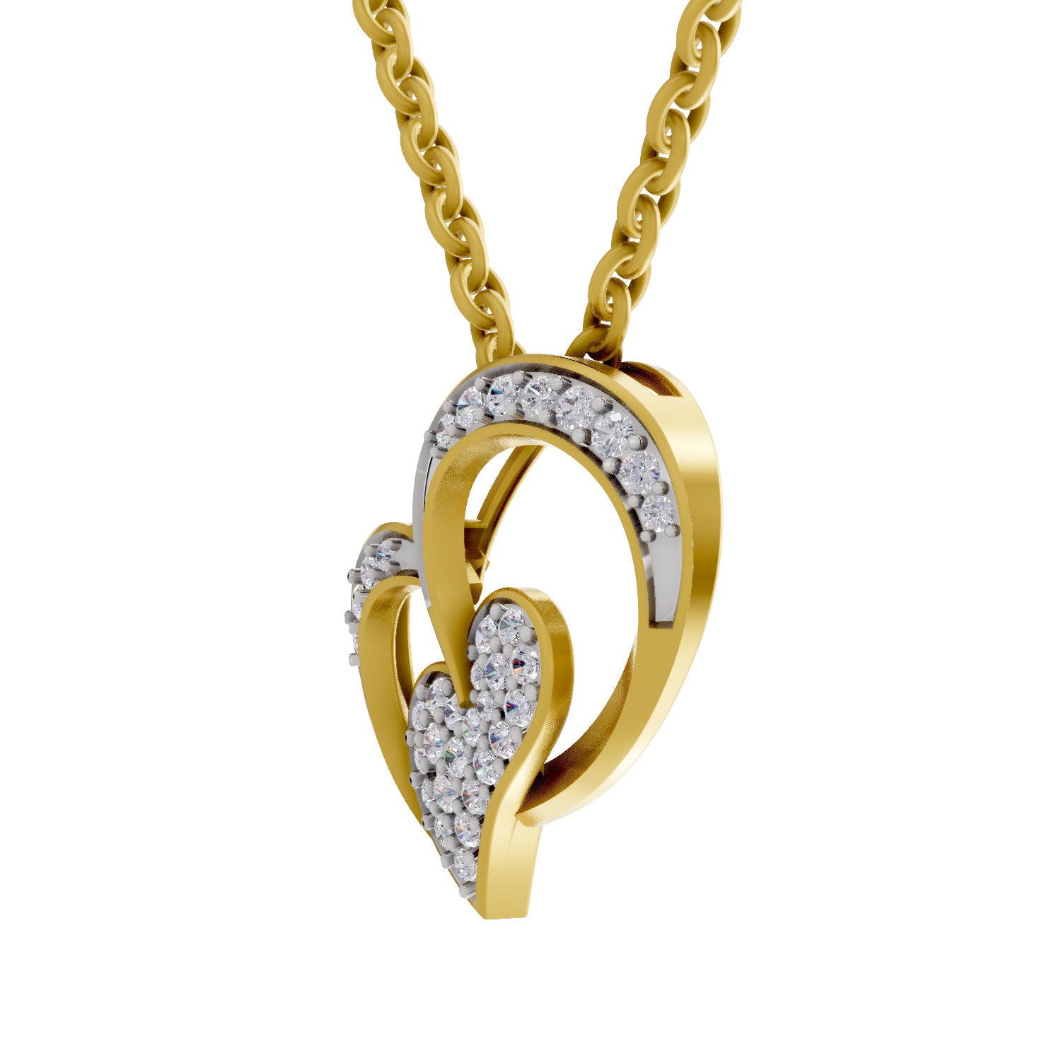 0.22 Round Shape | 925 Sterling Silver Gold Plated Twilight Hearts Pendant