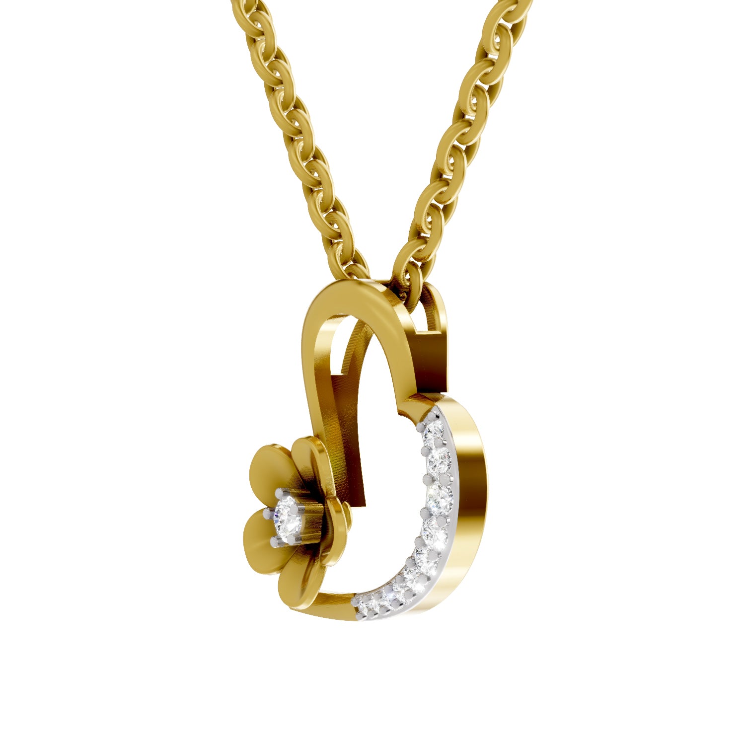 0.09 Carat| 925 Sterling Silver Gold Plated Heart Pendant Necklace