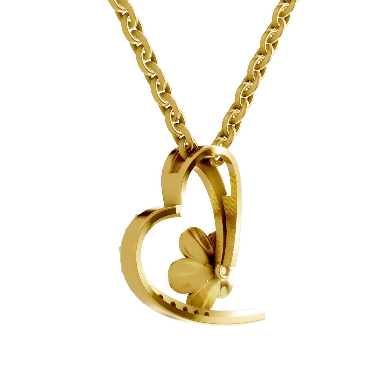 0.09 Carat| 925 Sterling Silver Gold Plated Heart Pendant Necklace