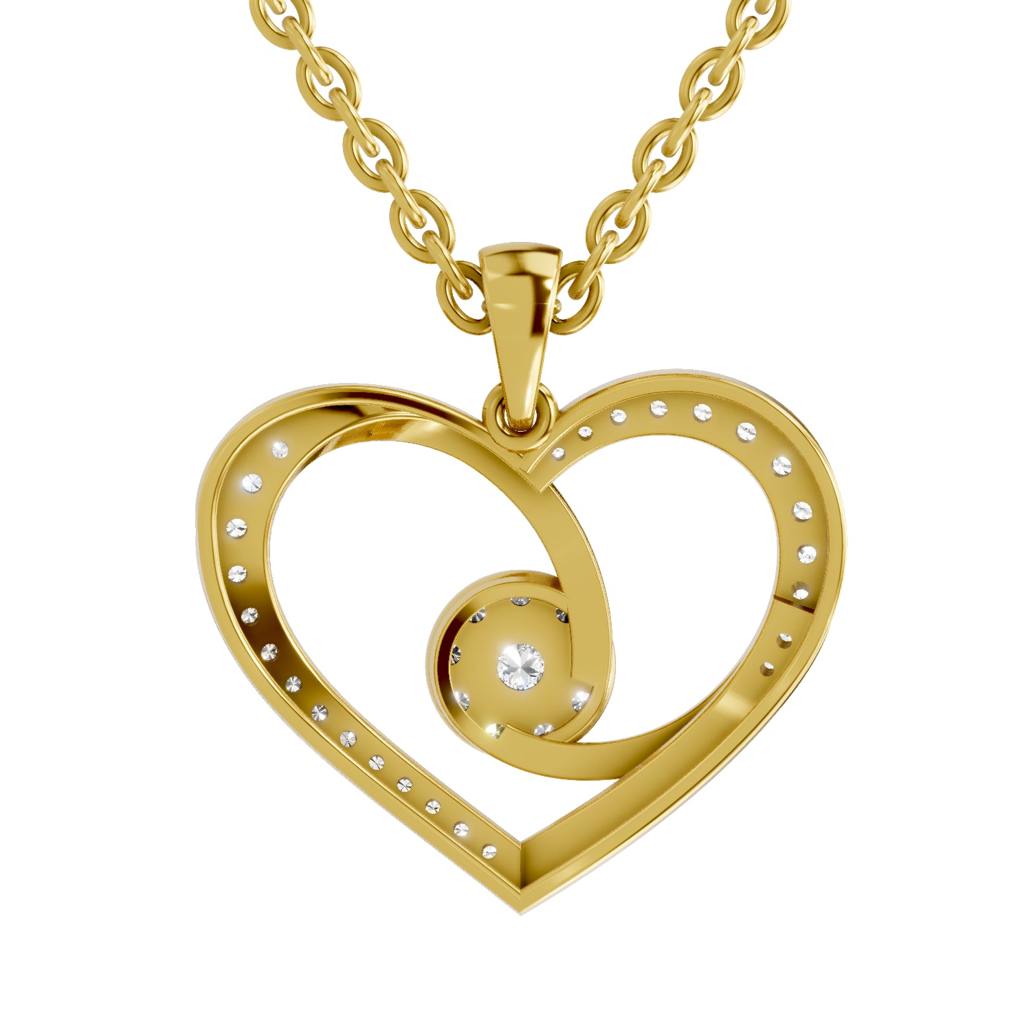 0.45 Carat | 925 Sterling Silver Gold Plated Heart Pendant Necklace