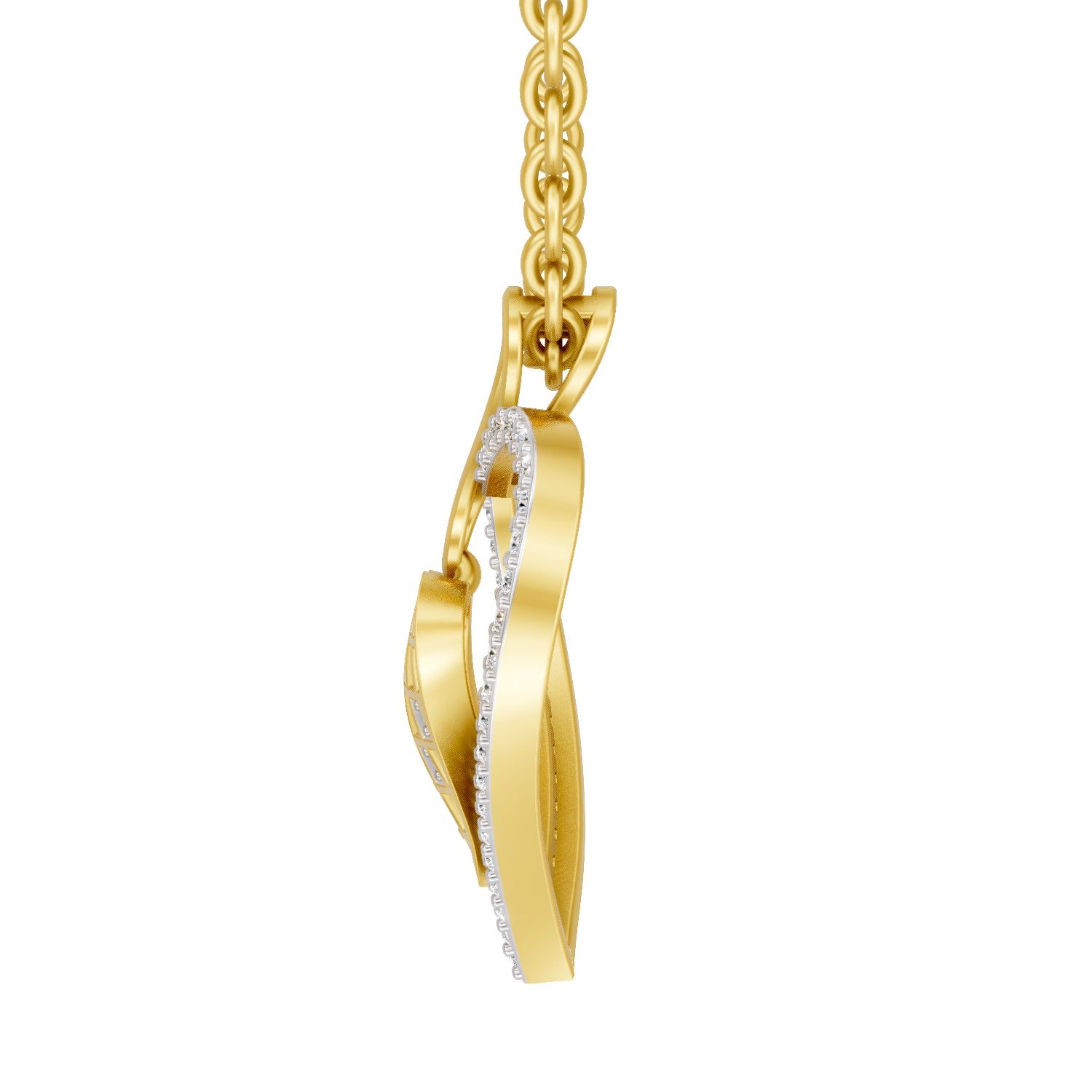 0.22 Carat | 925 Sterling Silver Gold Plated Leaf Cluster Diamond Pendant Necklace