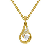 0.29 Round Shape | 925 Sterling Silver Gold Plated Swirl Pendant