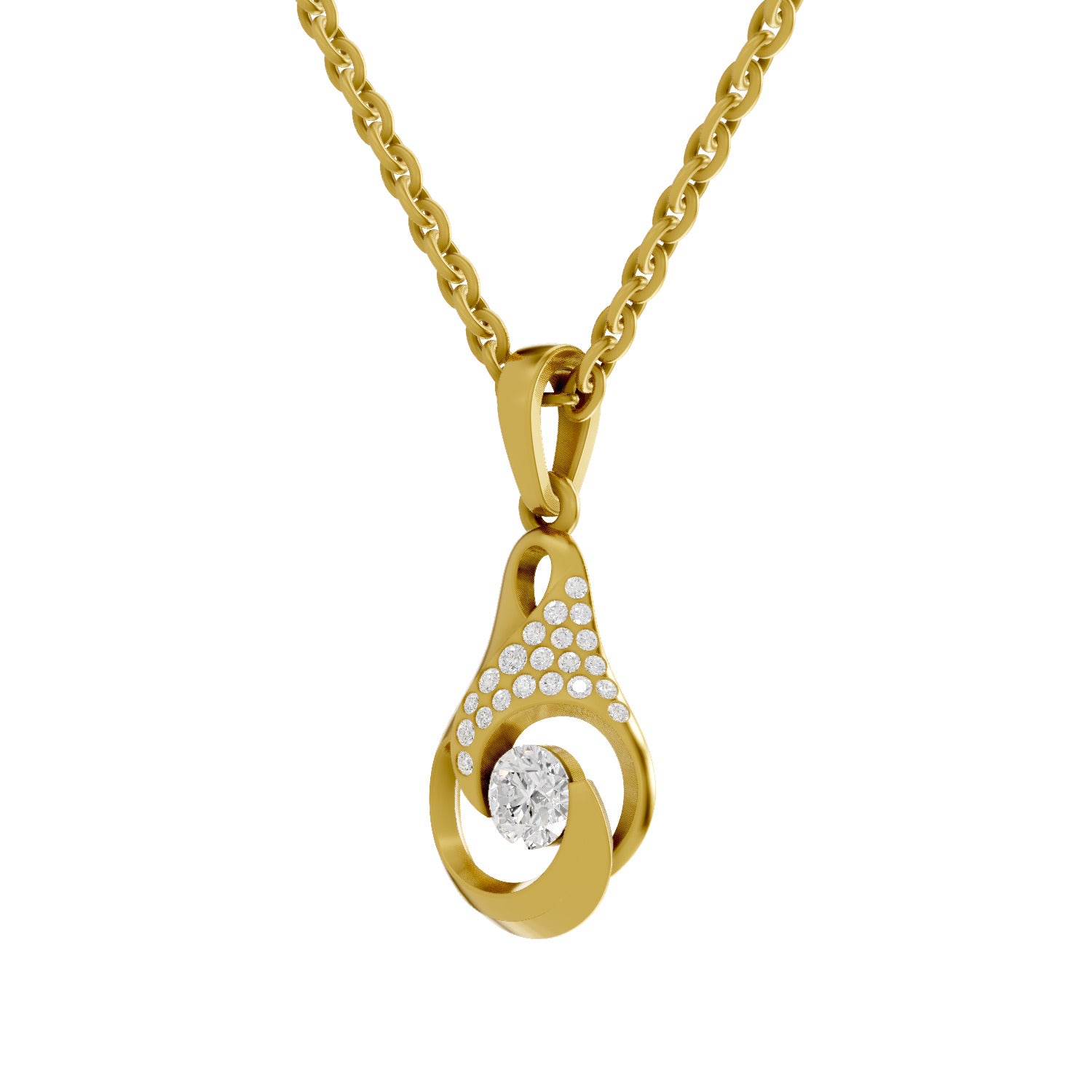 0.29 Round Shape | 925 Sterling Silver Gold Plated Swirl Pendant