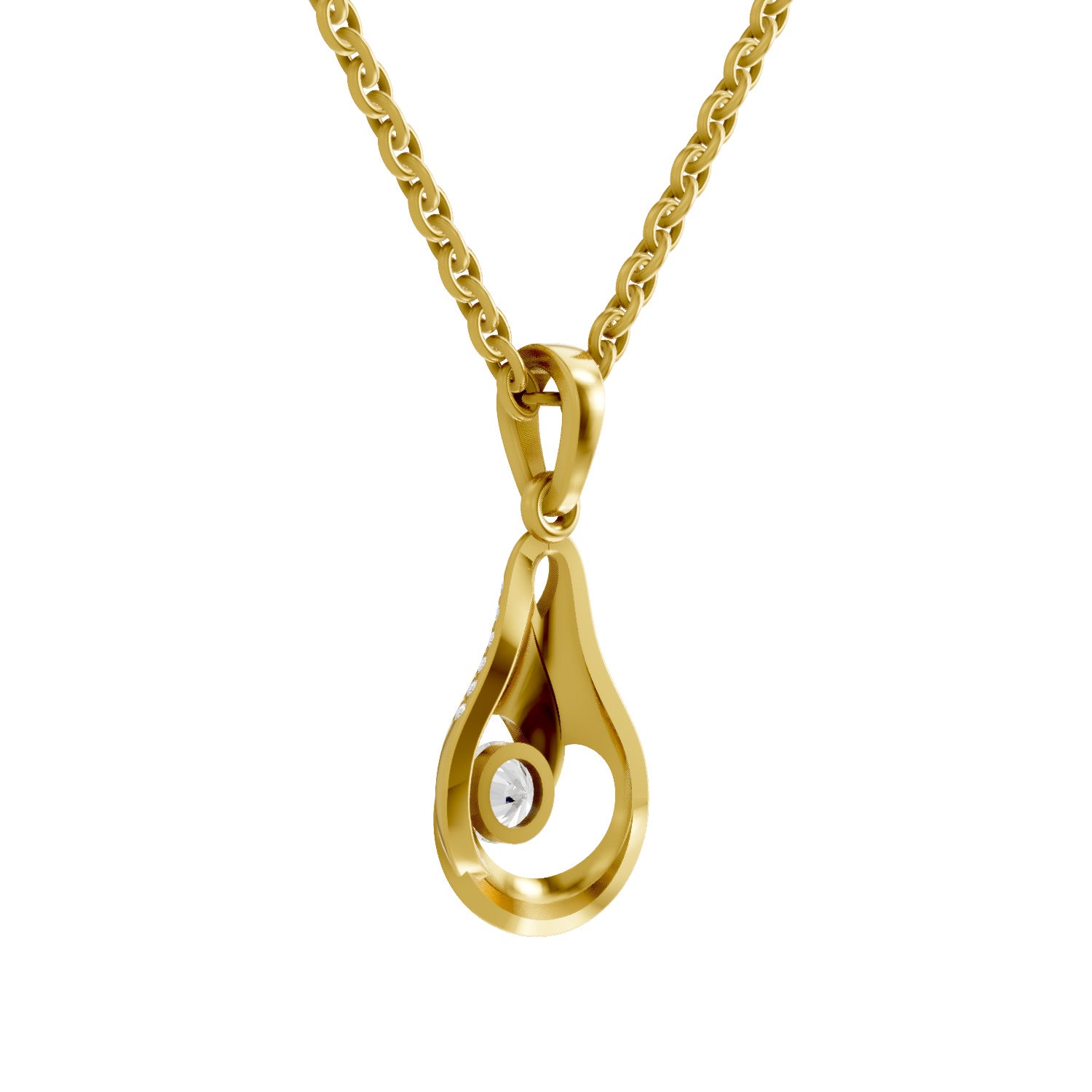 0.29 Round Shape | 925 Sterling Silver Gold Plated Swirl Pendant