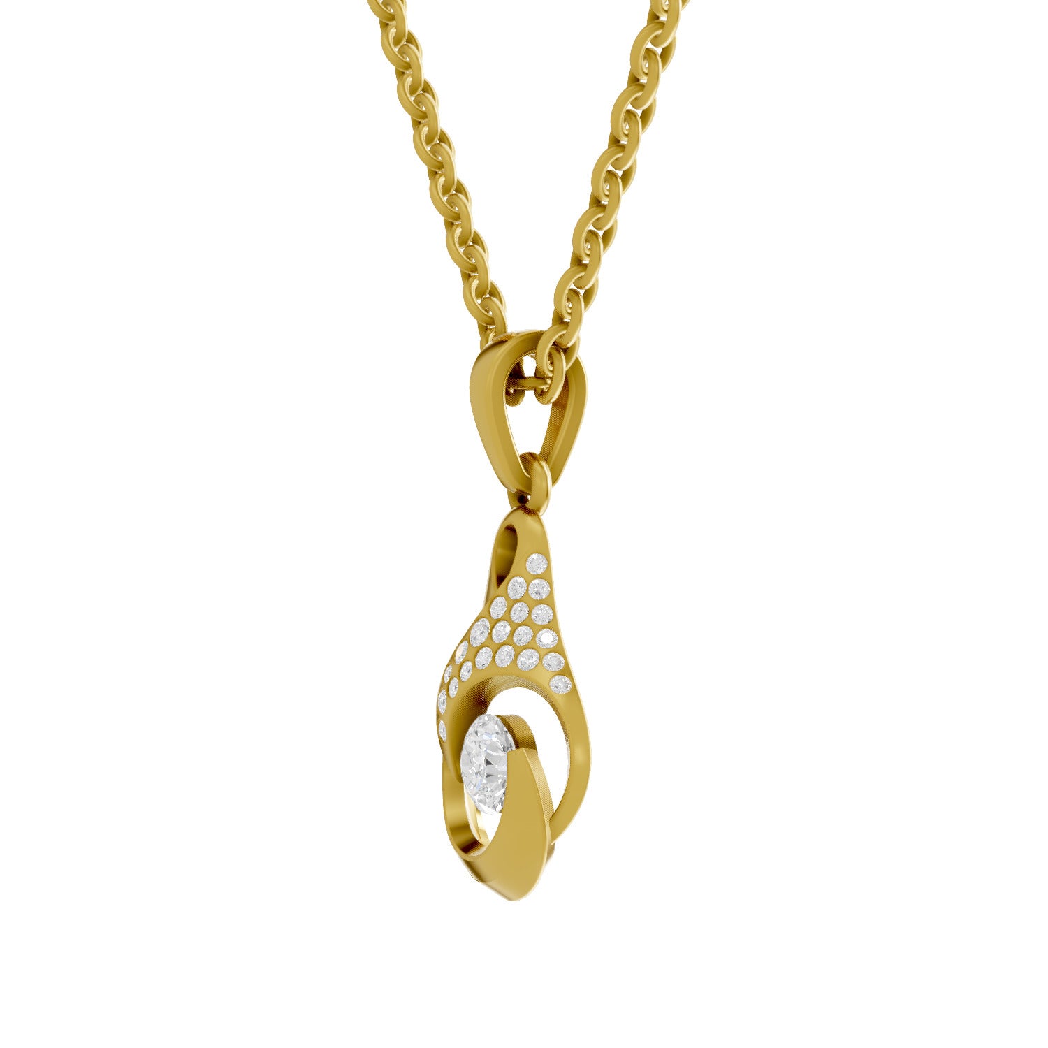 0.29 Round Shape | 925 Sterling Silver Gold Plated Swirl Pendant