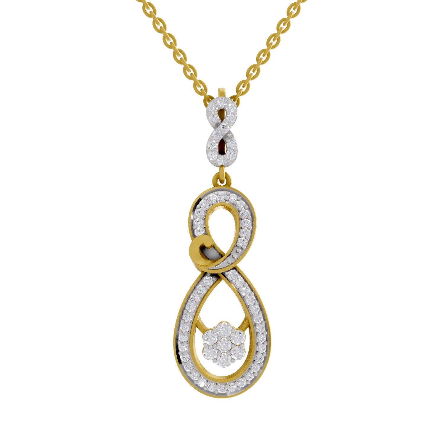 0.77 Round Shape | 925 Sterling Silver Gold Plated Infinity Bloom Pendant