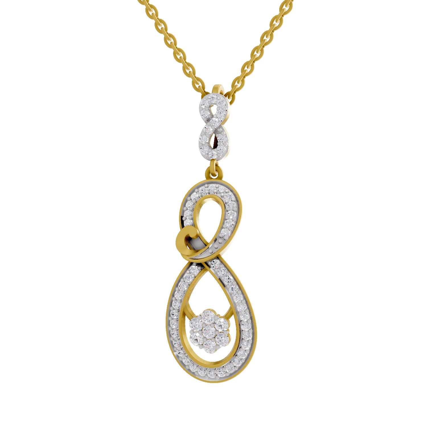 0.77 Round Shape | 925 Sterling Silver Gold Plated Infinity Bloom Pendant