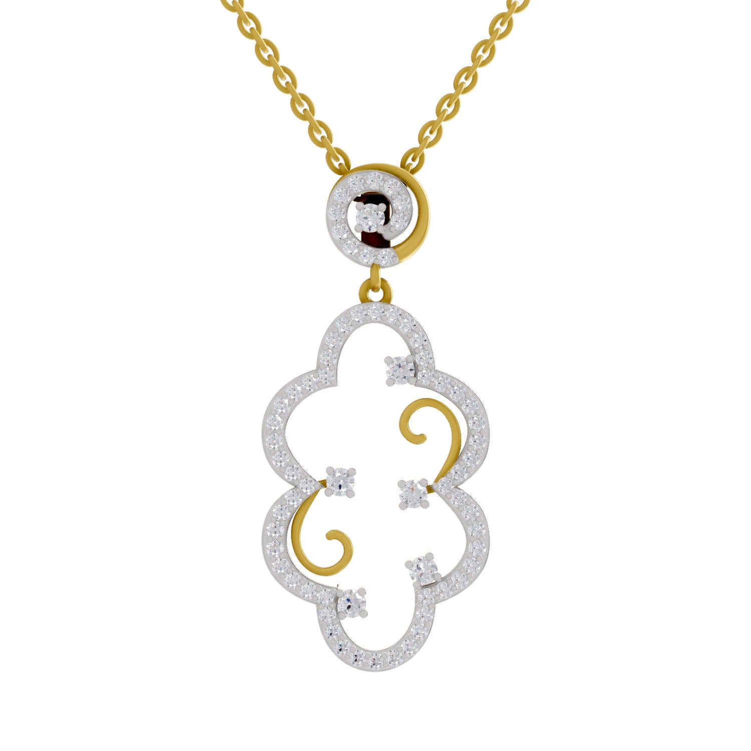 0.84 Ct Round Shape Diamond | 925 Sterling Silver Gold Plated Halo Pendant