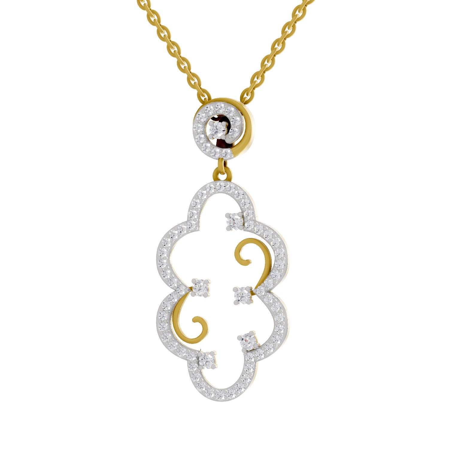 0.84 Ct Round Shape Diamond | 925 Sterling Silver Gold Plated Halo Pendant