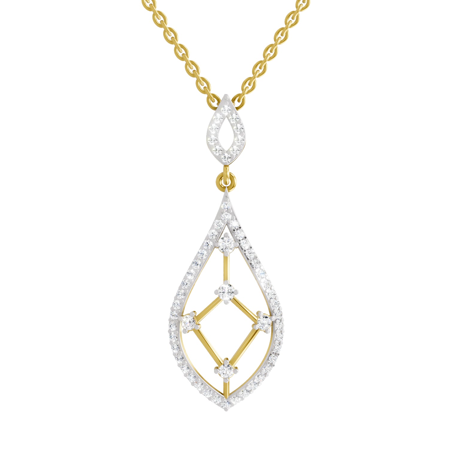 0.69 Carat | 925 Sterling Silver Gold Plated Drop Pendant Necklace