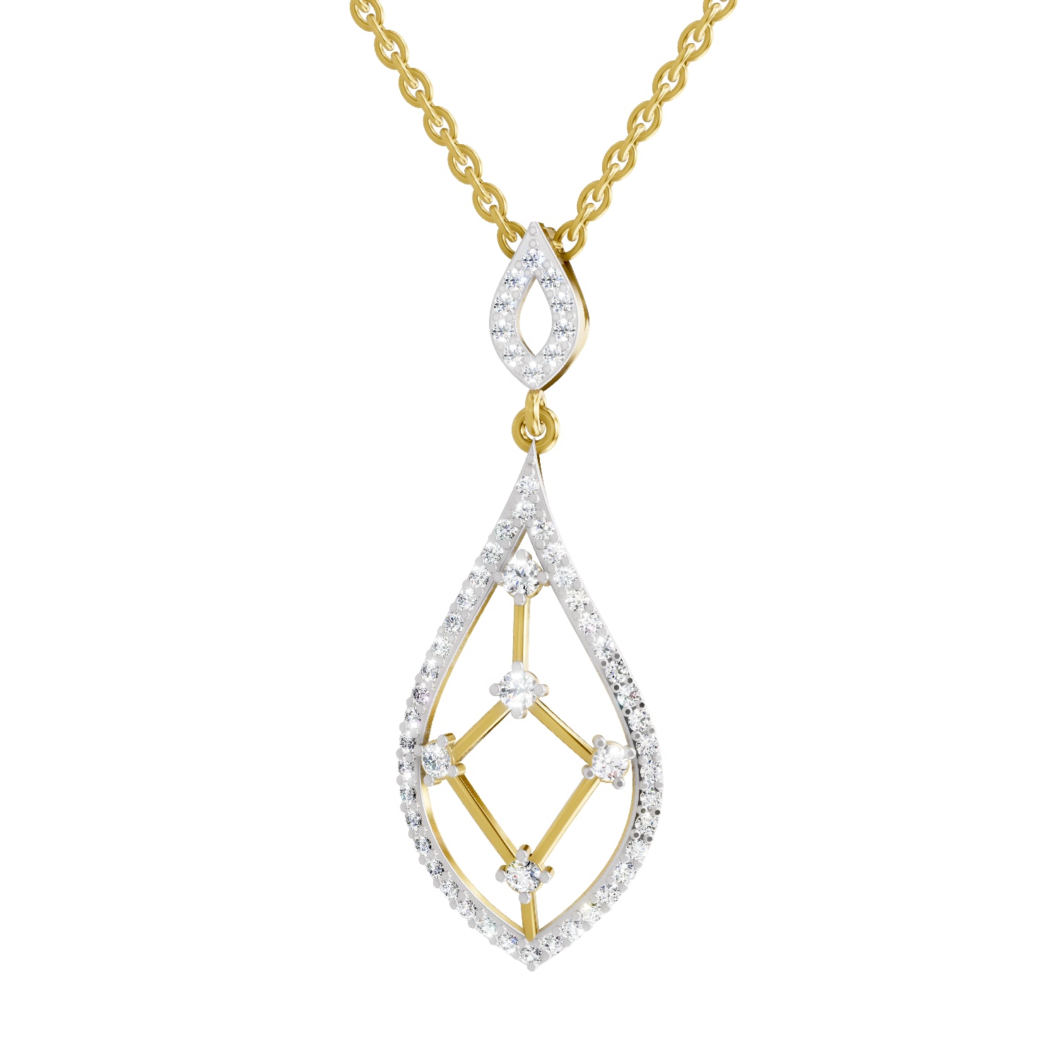 0.69 Carat | 925 Sterling Silver Gold Plated Drop Pendant Necklace