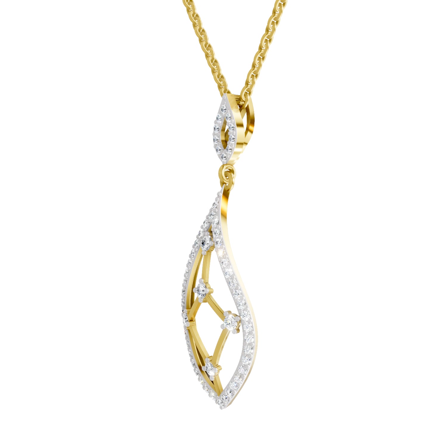 0.69 Carat | 925 Sterling Silver Gold Plated Drop Pendant Necklace