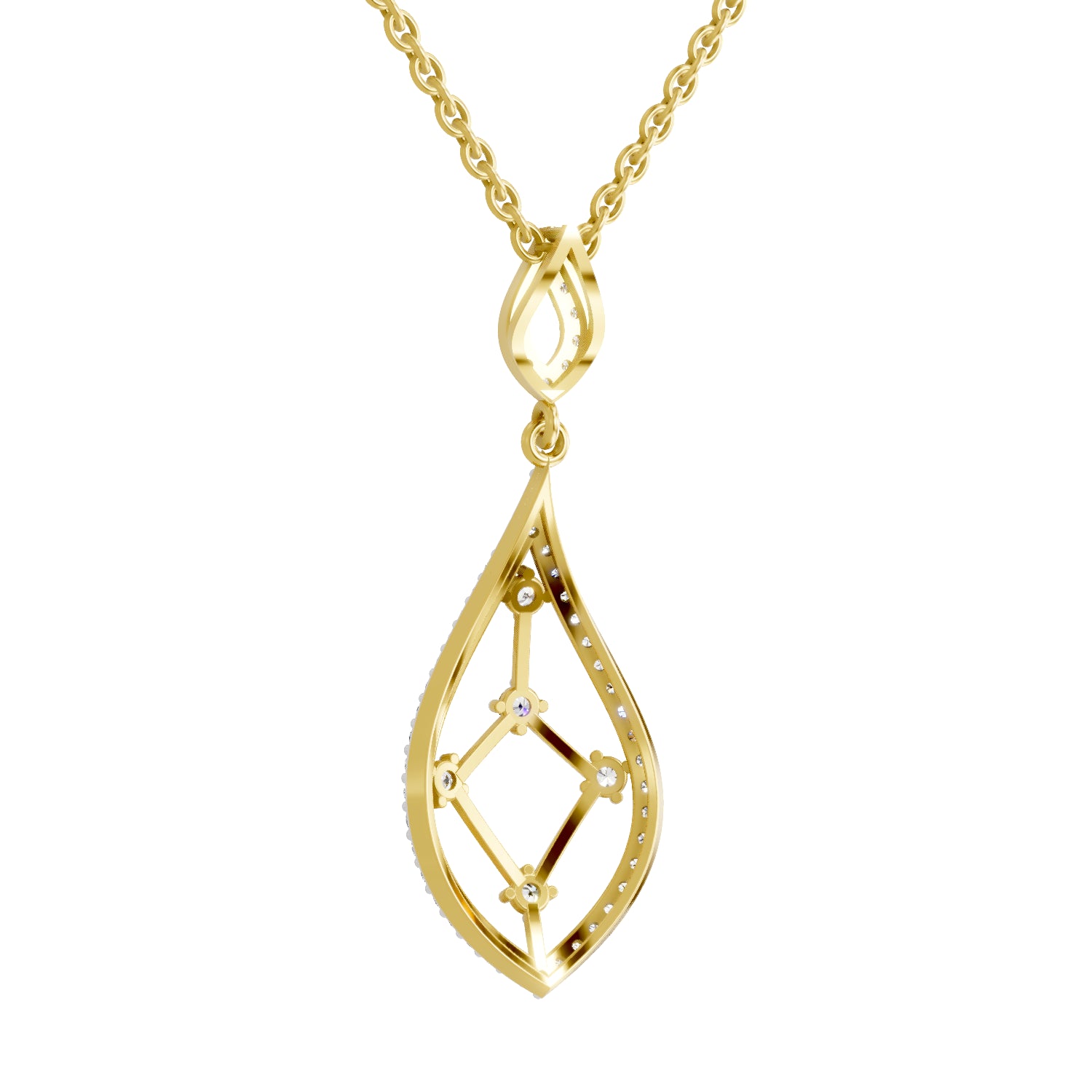 0.69 Carat | 925 Sterling Silver Gold Plated Drop Pendant Necklace