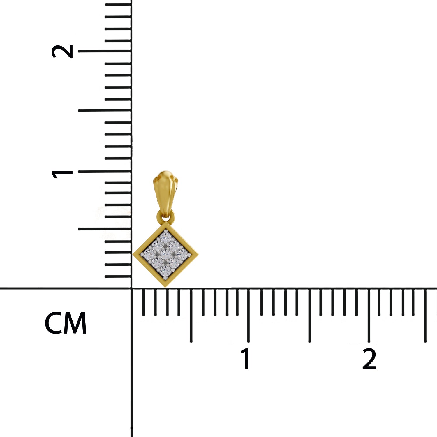0.07 Round Shape | 925 Sterling Silver Gold Plated Square Pendant