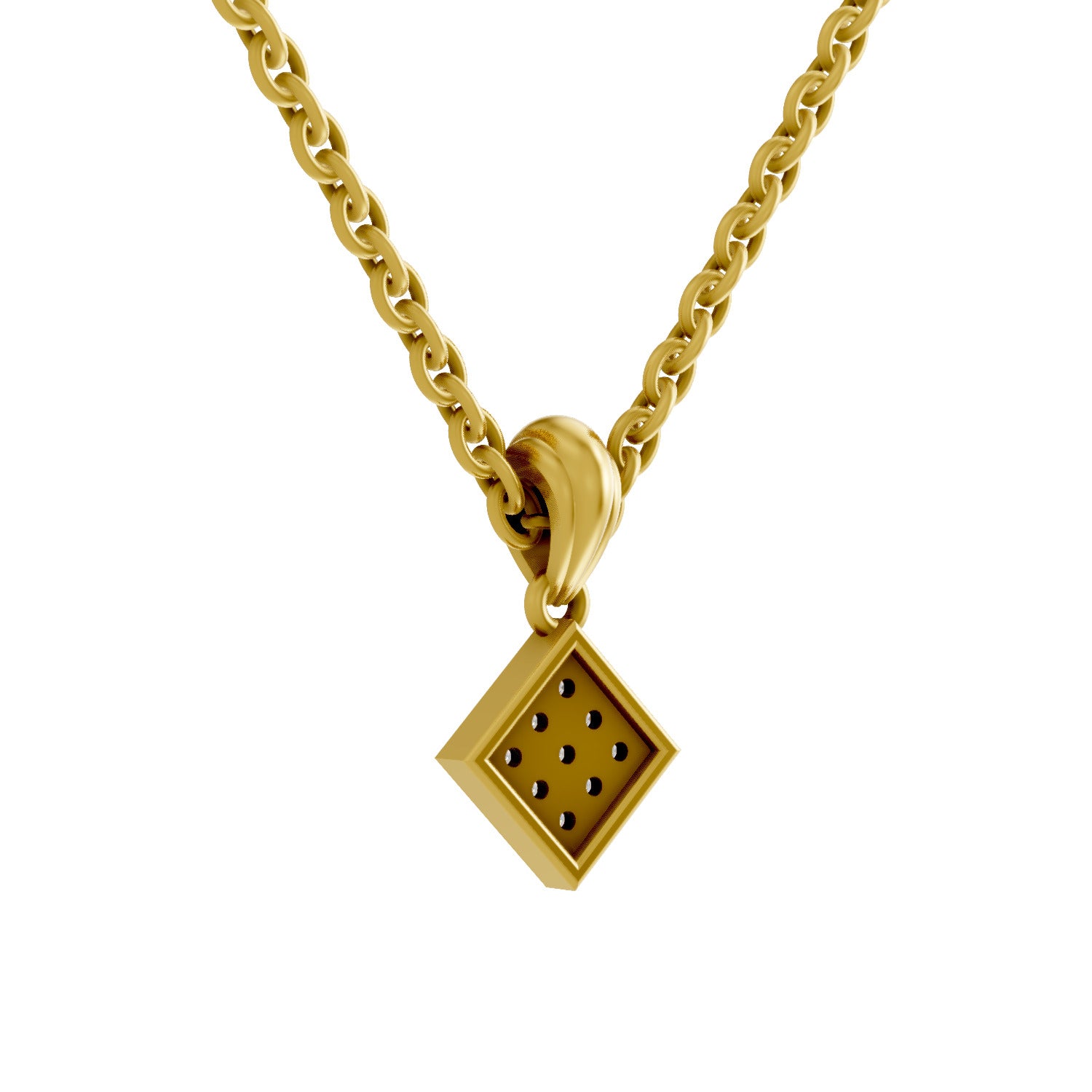 0.07 Round Shape | 925 Sterling Silver Gold Plated Square Pendant