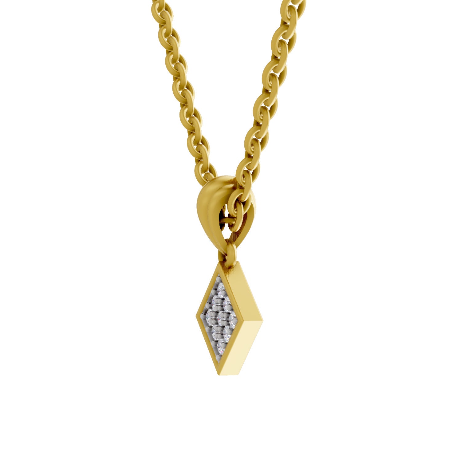 0.07 Round Shape | 925 Sterling Silver Gold Plated Square Pendant