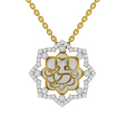 0.56 Round Shape | 925 Sterling Silver Gold Plated Ganesha Pendant