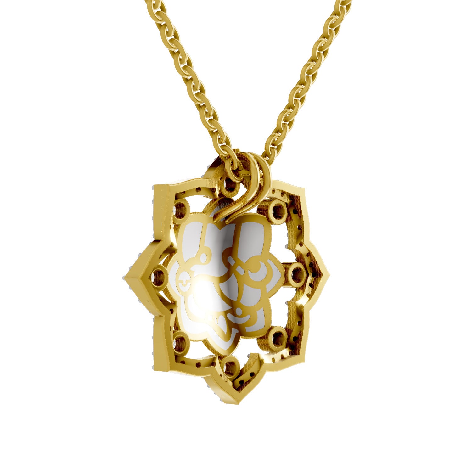 0.56 Round Shape | 925 Sterling Silver Gold Plated Ganesha Pendant