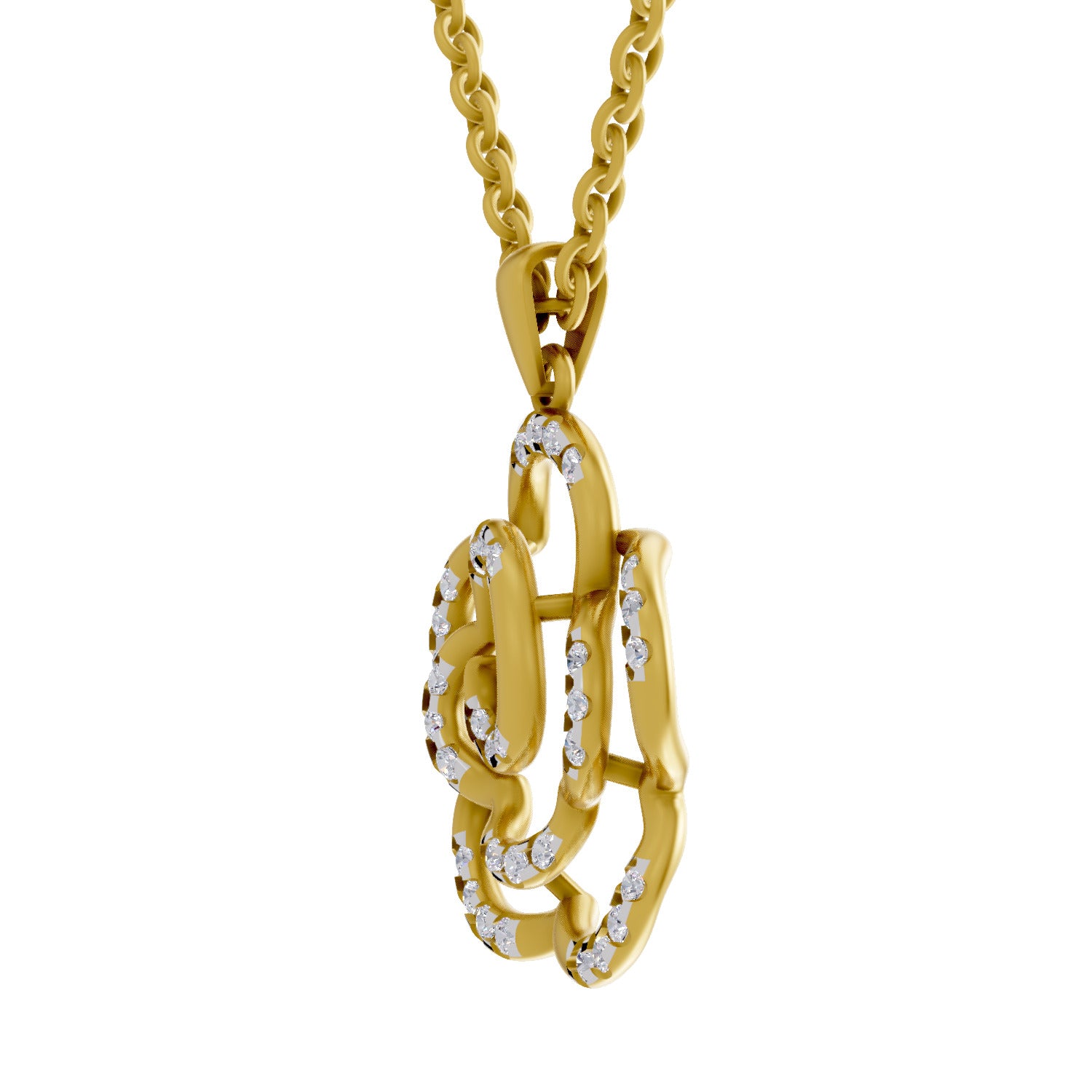 0.33 Round Shape | 925 Sterling Silver Gold Plated Floral Pendant