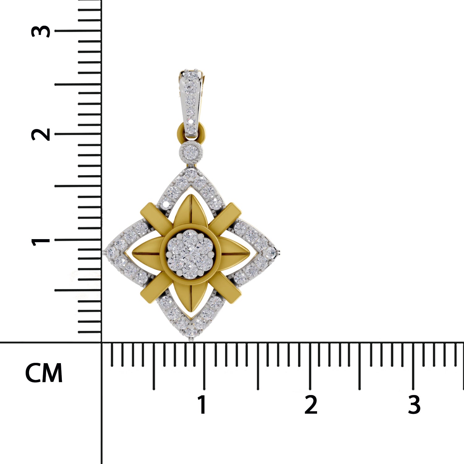 0.38 Round Shape | 925 Sterling Silver Gold Plated Starflower Pendant