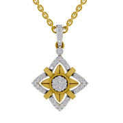 0.38 Round Shape | 925 Sterling Silver Gold Plated Starflower Pendant