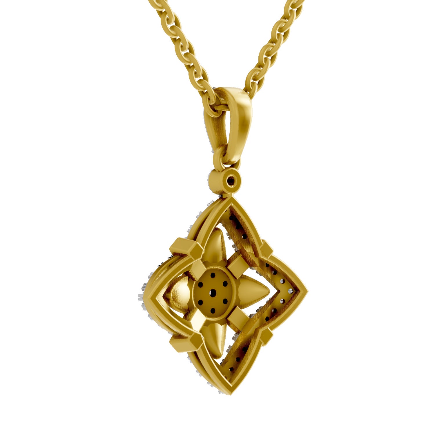 0.38 Round Shape | 925 Sterling Silver Gold Plated Starflower Pendant