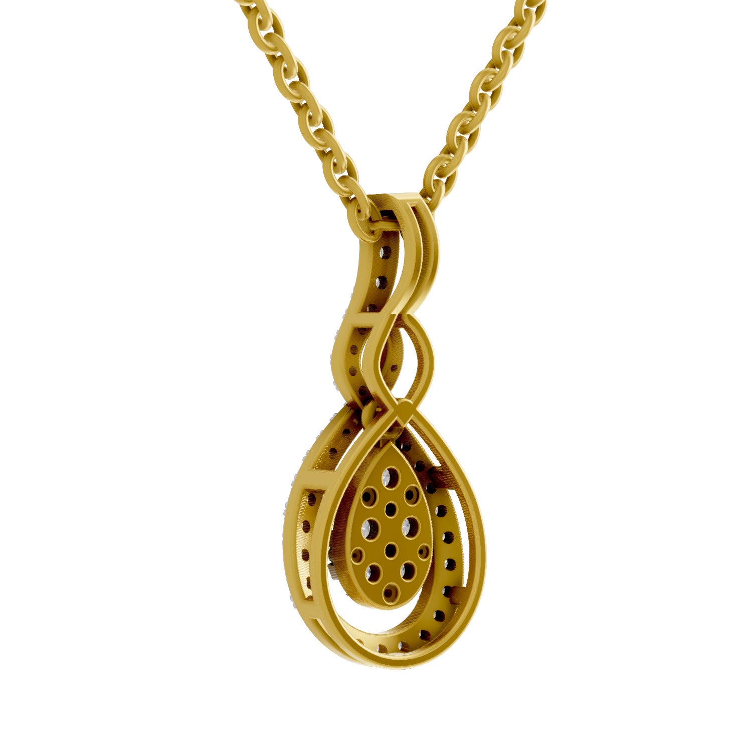 0.52 Round Shape | 925 Sterling Silver Gold Plated Teardrop Pendant