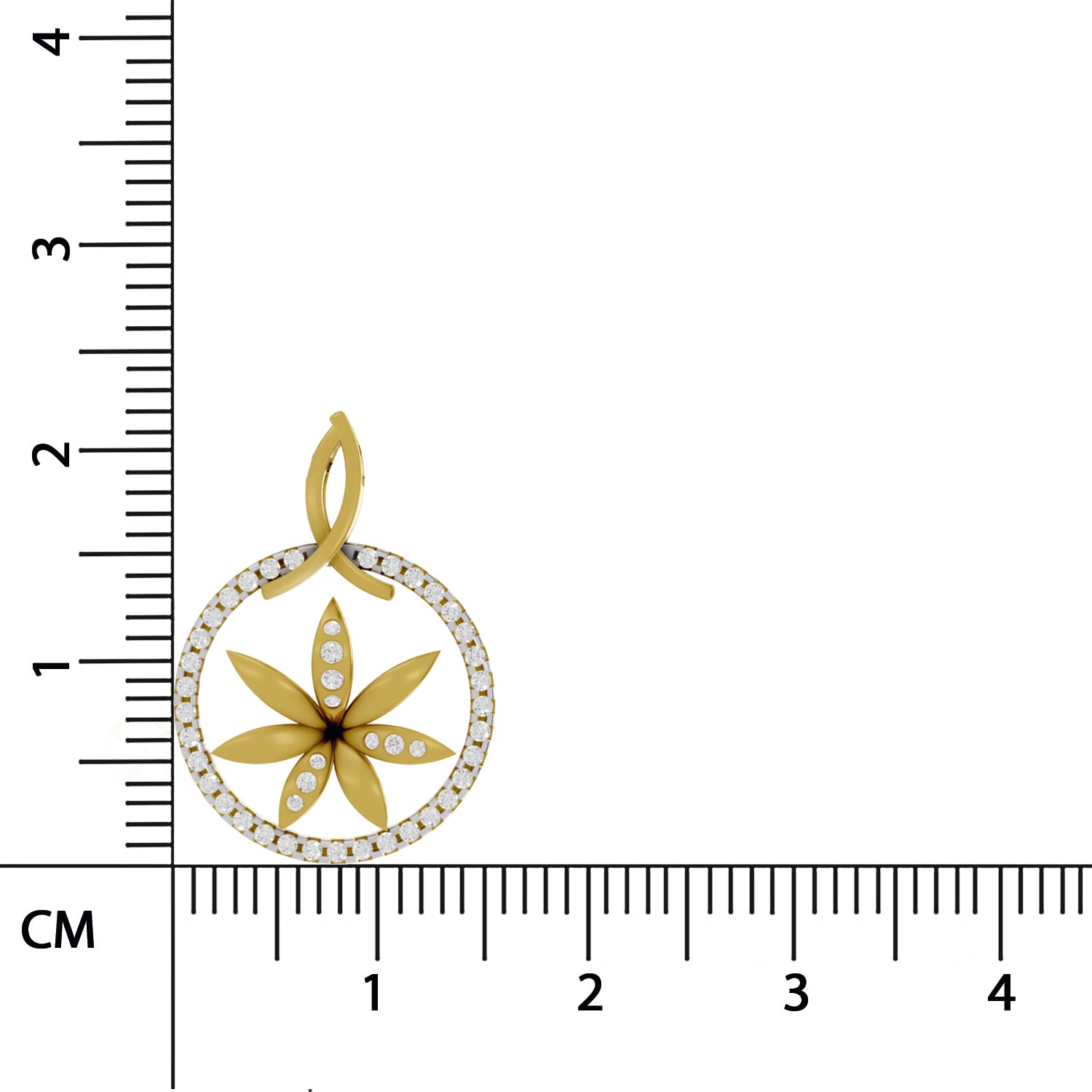 0.23 Round Shape | 925 Sterling Silver Gold Plated Floral Pendant