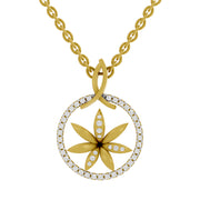 0.23 Round Shape | 925 Sterling Silver Gold Plated Floral Pendant