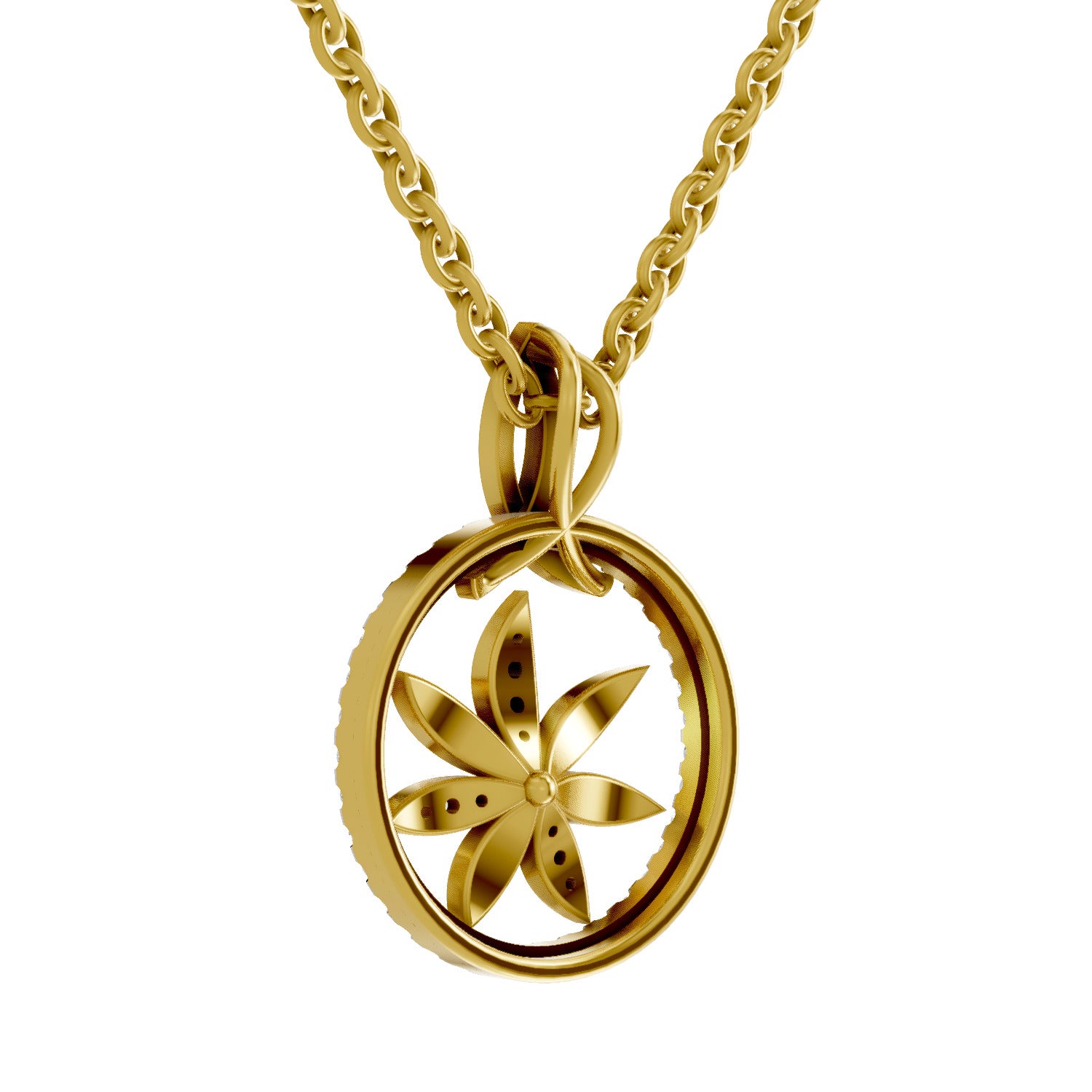 0.23 Round Shape | 925 Sterling Silver Gold Plated Floral Pendant