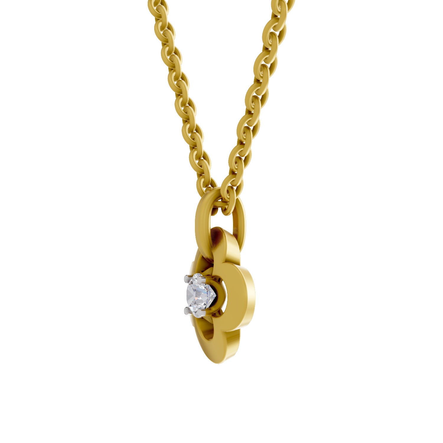 0.12 Round Shape | 925 Sterling Silver Gold Plated Floral Pendant