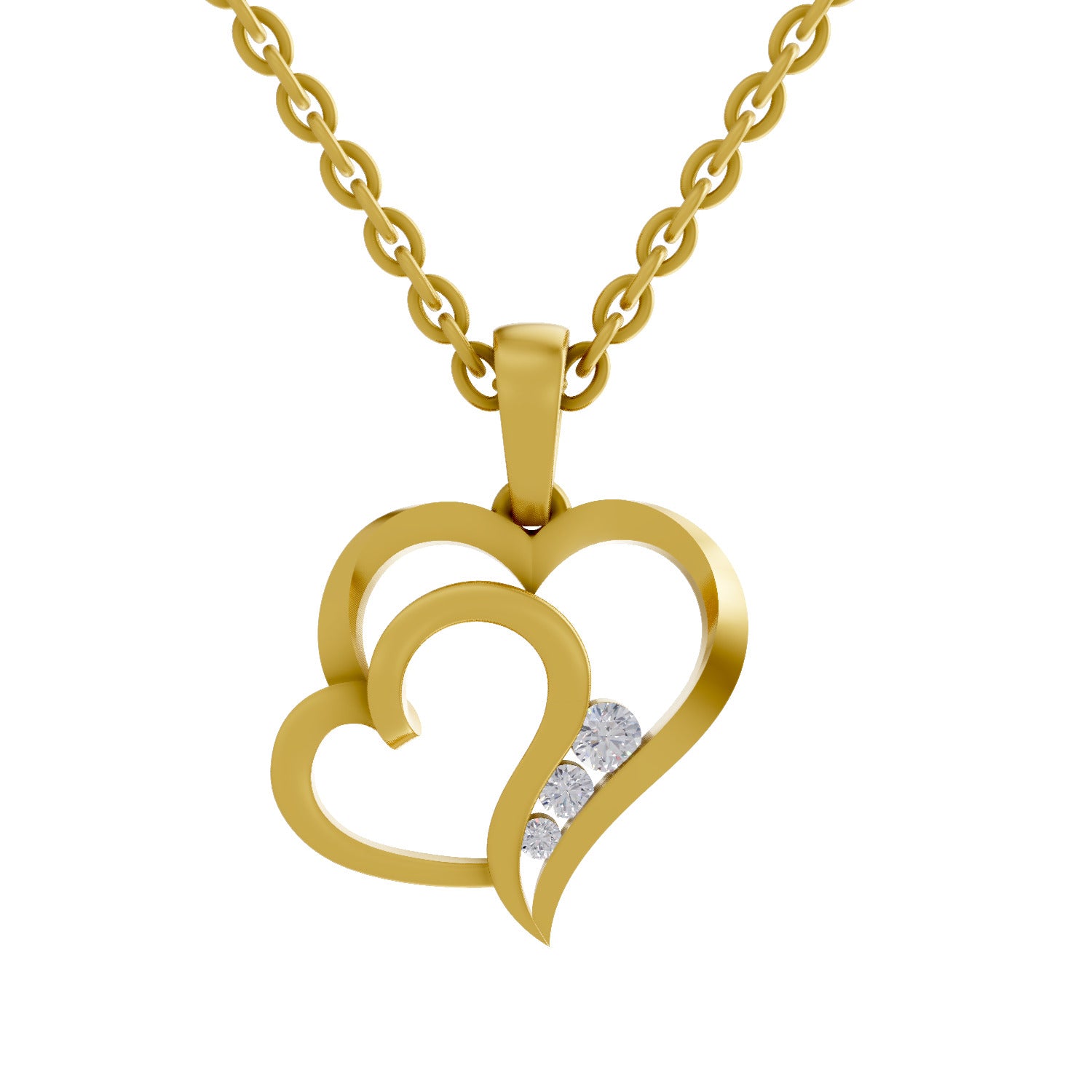 0.09 Round Shape | 925 Sterling Silver Gold Plated Heart Pendant