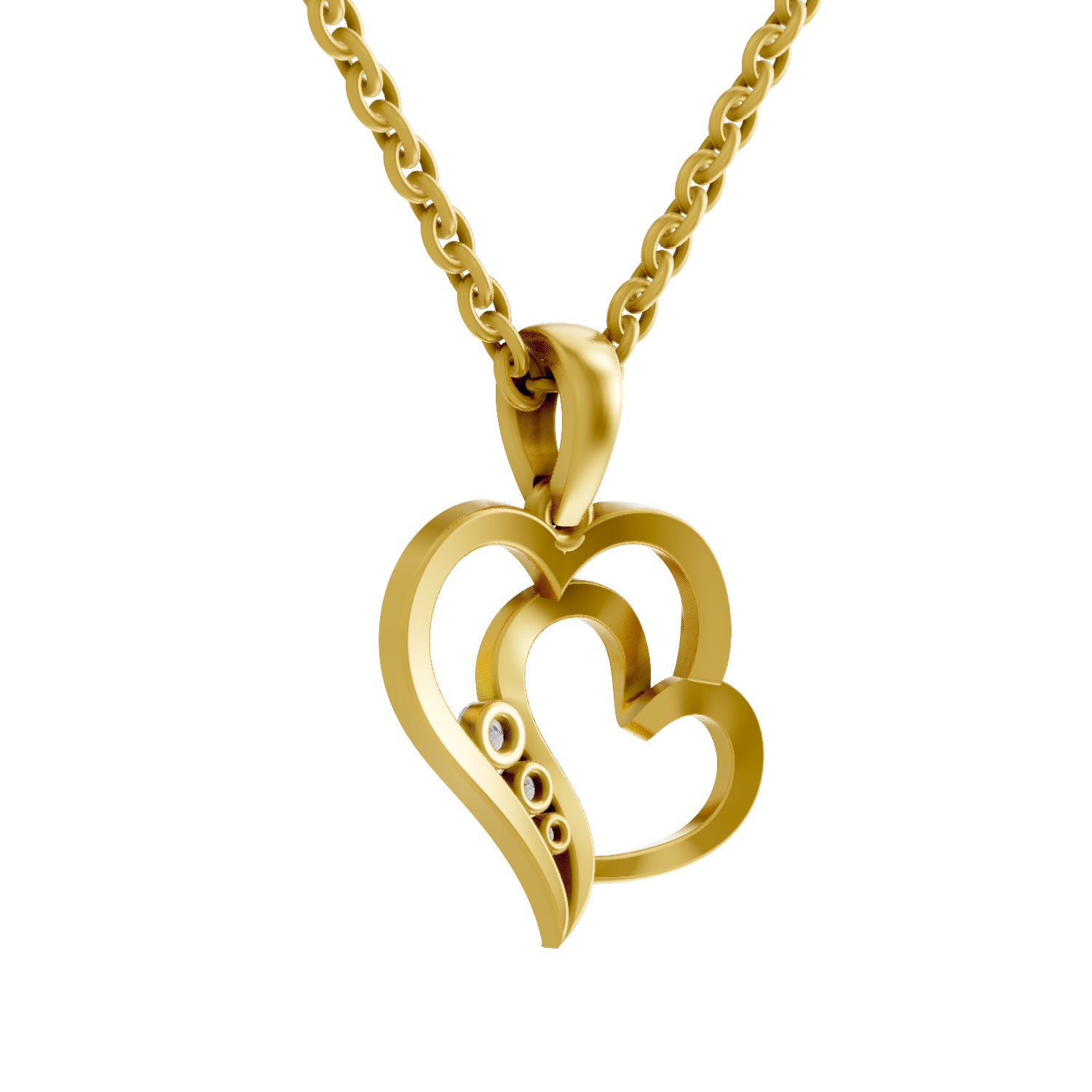 0.09 Round Shape | 925 Sterling Silver Gold Plated Heart Pendant