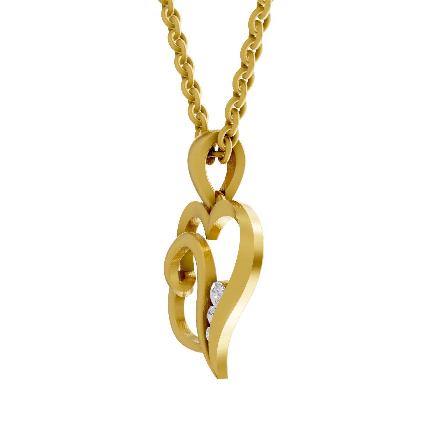 0.09 Round Shape | 925 Sterling Silver Gold Plated Heart Pendant