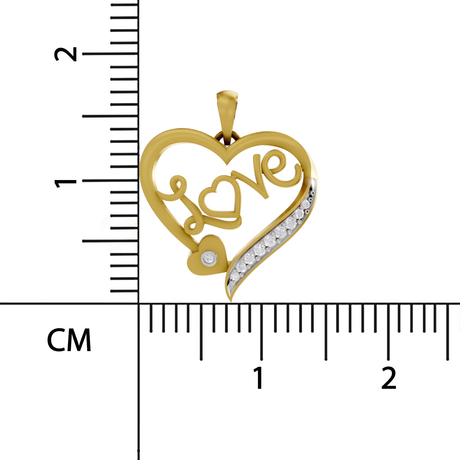 0.08 Round Shape | 925 Sterling Silver Gold Plated Love Pendant